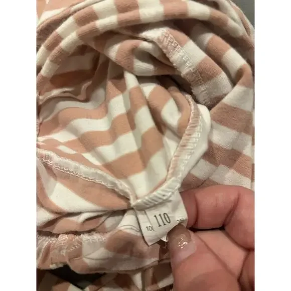 Girls Striped Beige White Sleeveless Jumpsuit 100% Cotton Size 110 - Picture 3 of 5